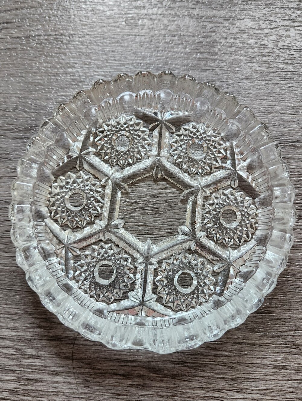 Vintage Ashtray / Coaster Crystal Cut Glass 1983 Made In Italy